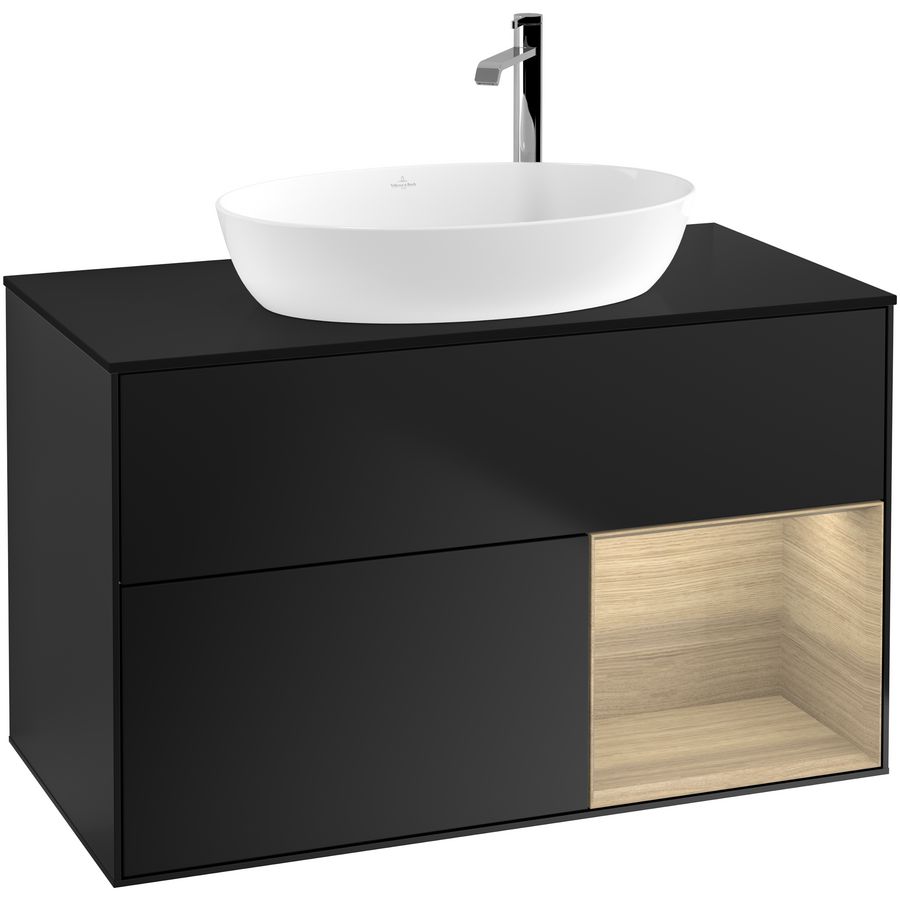 Wastafelonderkast Finion 1000x603x501mm Black Matt Lacquer G902PCPD