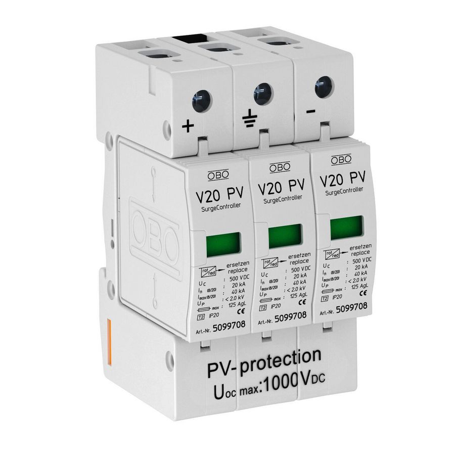 SurgeController V20 3-polig voor PV 1000V DC