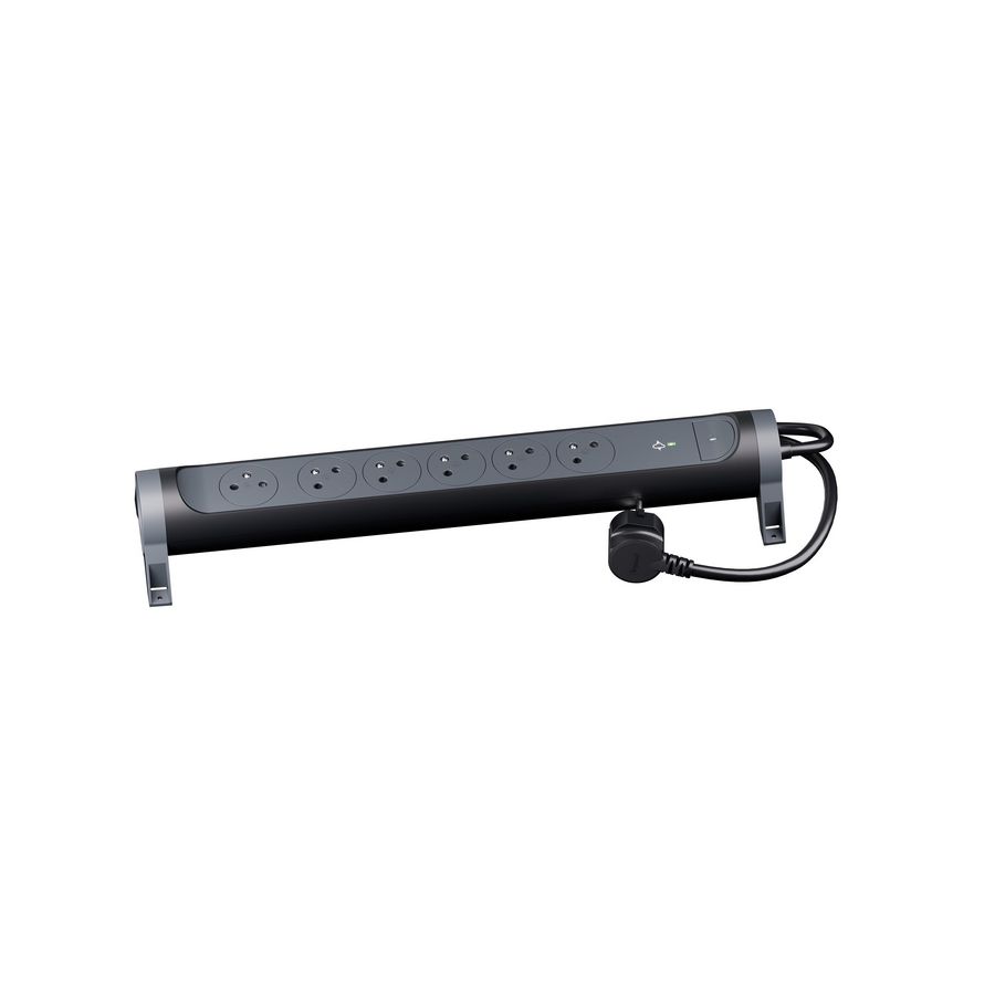Contactdoos premium met OSB 6xPA 1,5m. zwart VVE=5