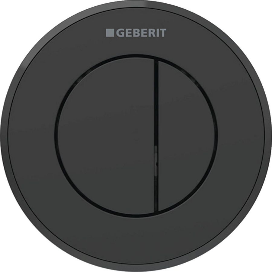 Inbouwdrukker TYPE 10 2-toets pneumatisch toets+rozet: zwart mat / Easy to clean gecoat designring: zwart / glanzend