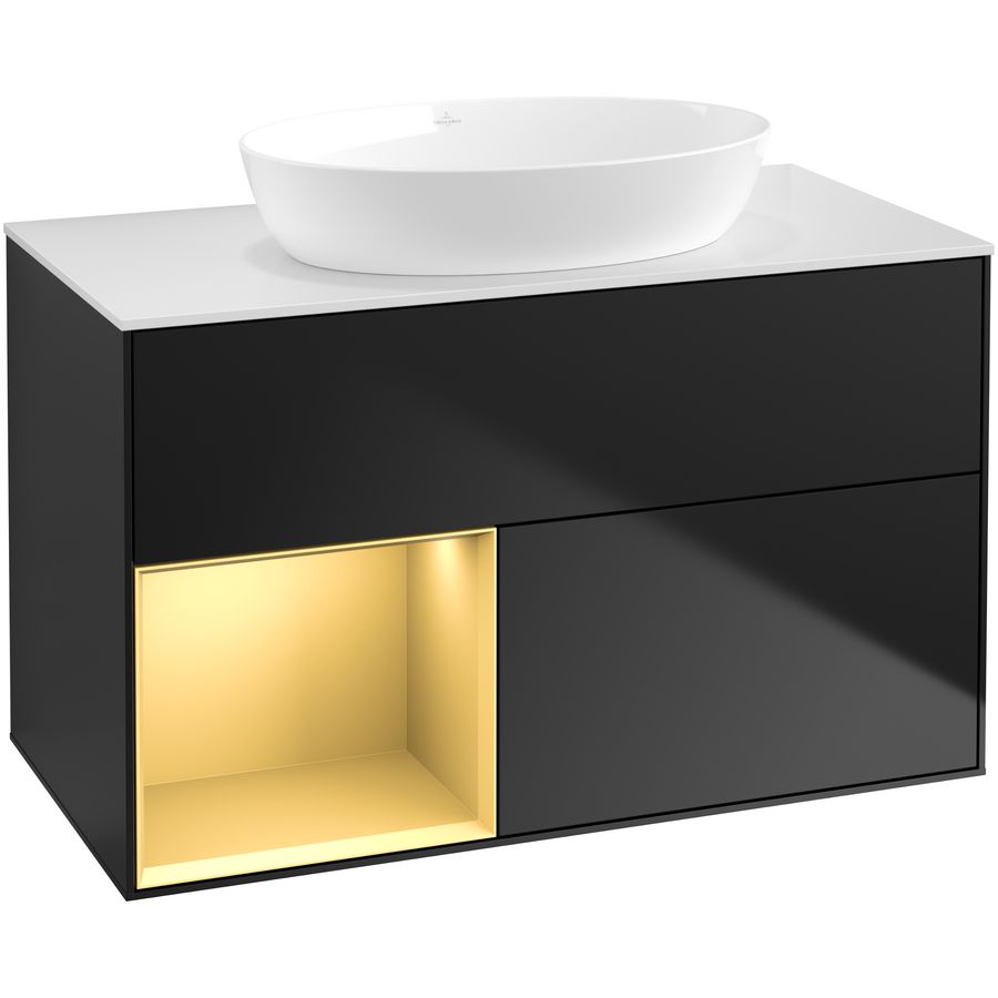 Wastafelonderkast Finion 1000x603x501mm Black Matt Lacquer GA11HFPD