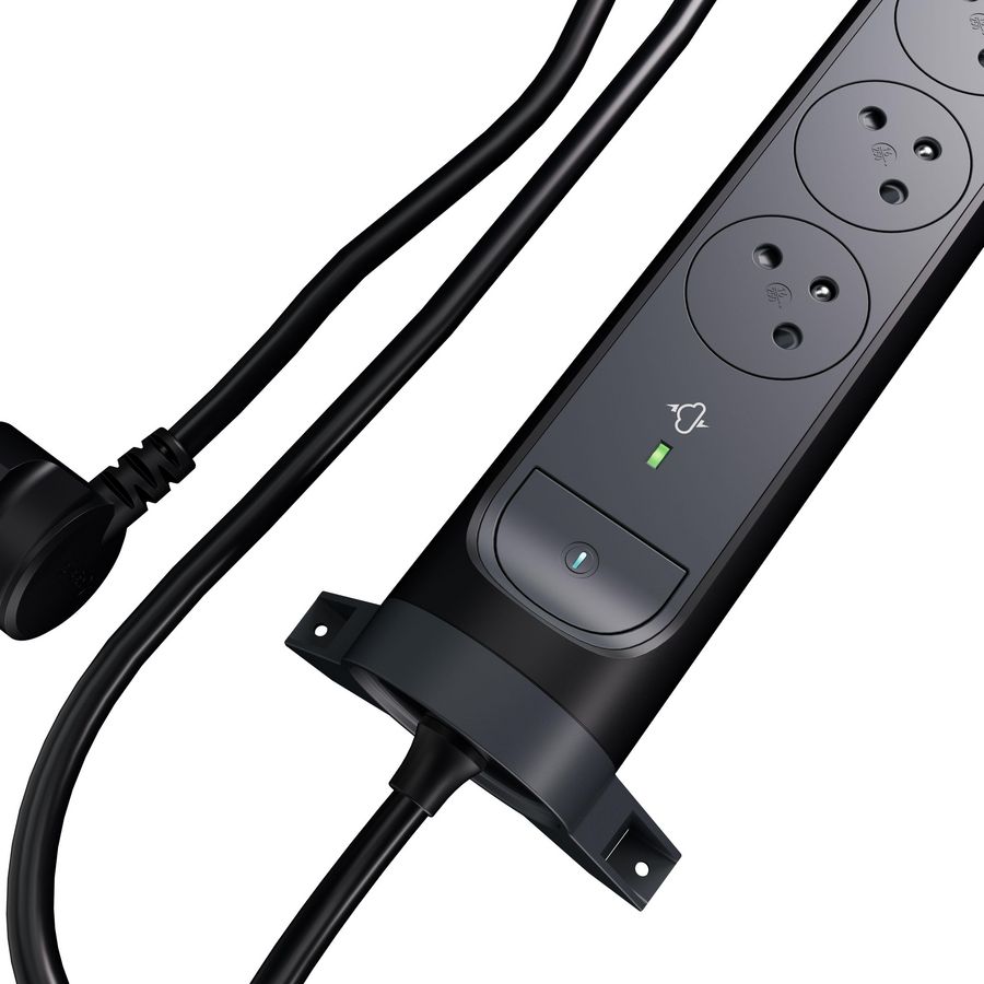 Contactdoos premium met OSB 4xPA 1,5m. zwart VVE=5