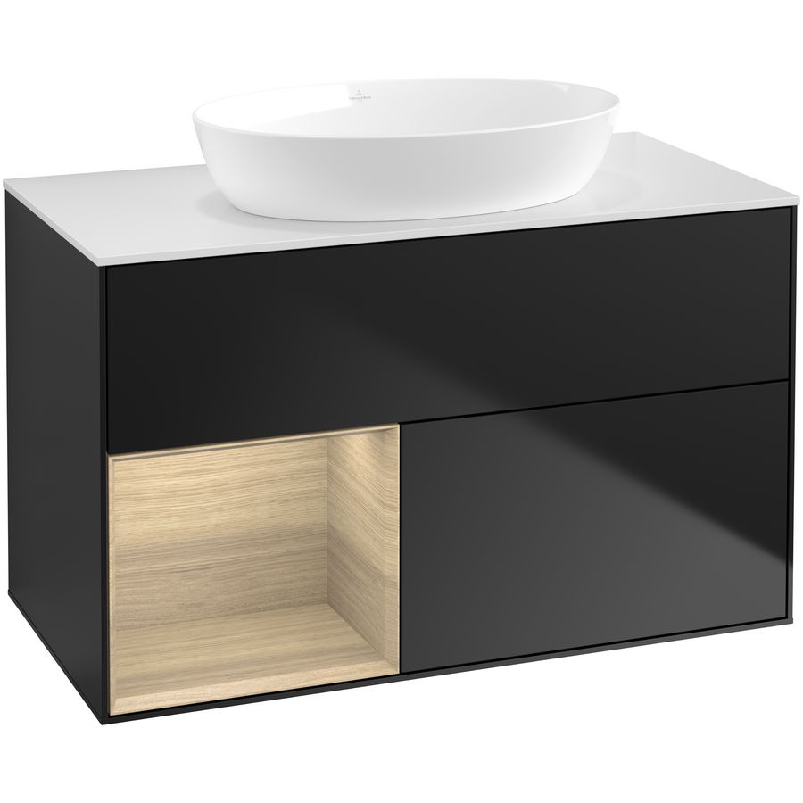 Wastafelonderkast Finion 1000x603x501mm Black Matt Lacquer GA11PCPD