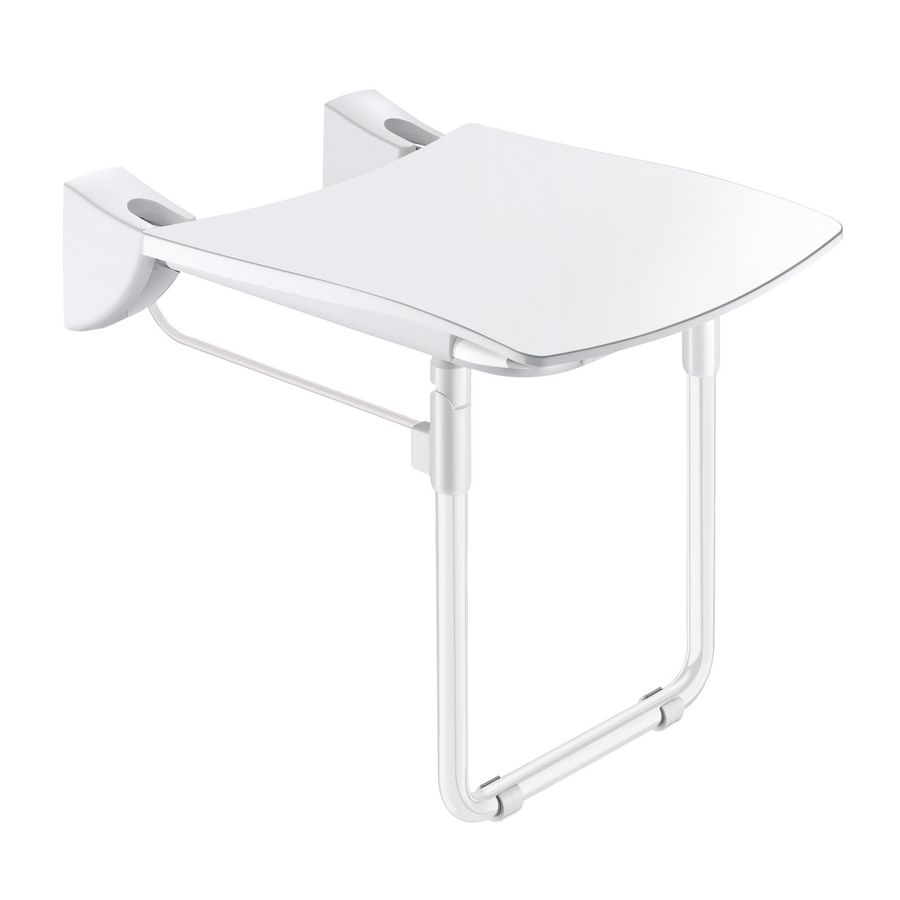 Douchezitje opklapbaar extra comfort met voet wit epoxy