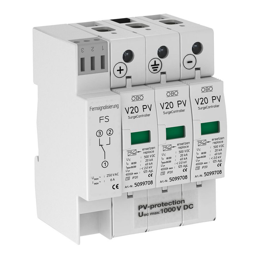 SurgeController V20 3-polig voor PV 1000V DC 5094574