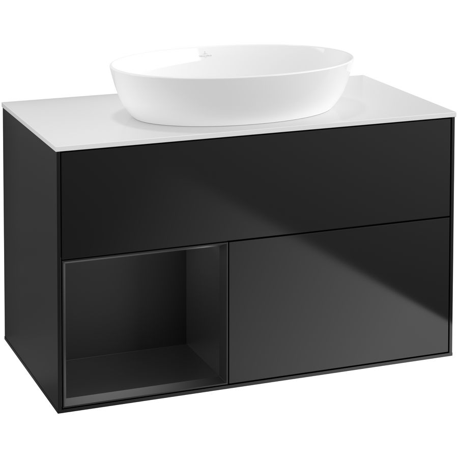 Wastafelonderkast Finion 1000x603x501mm Black Matt Lacquer GA11PDPD