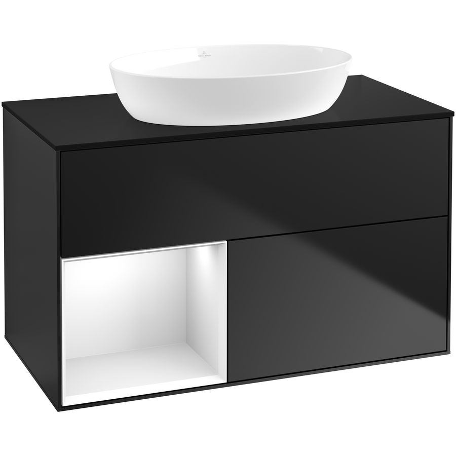 Wastafelonderkast Finion 1000x603x501mm Black Matt Lacquer GA12GFPD