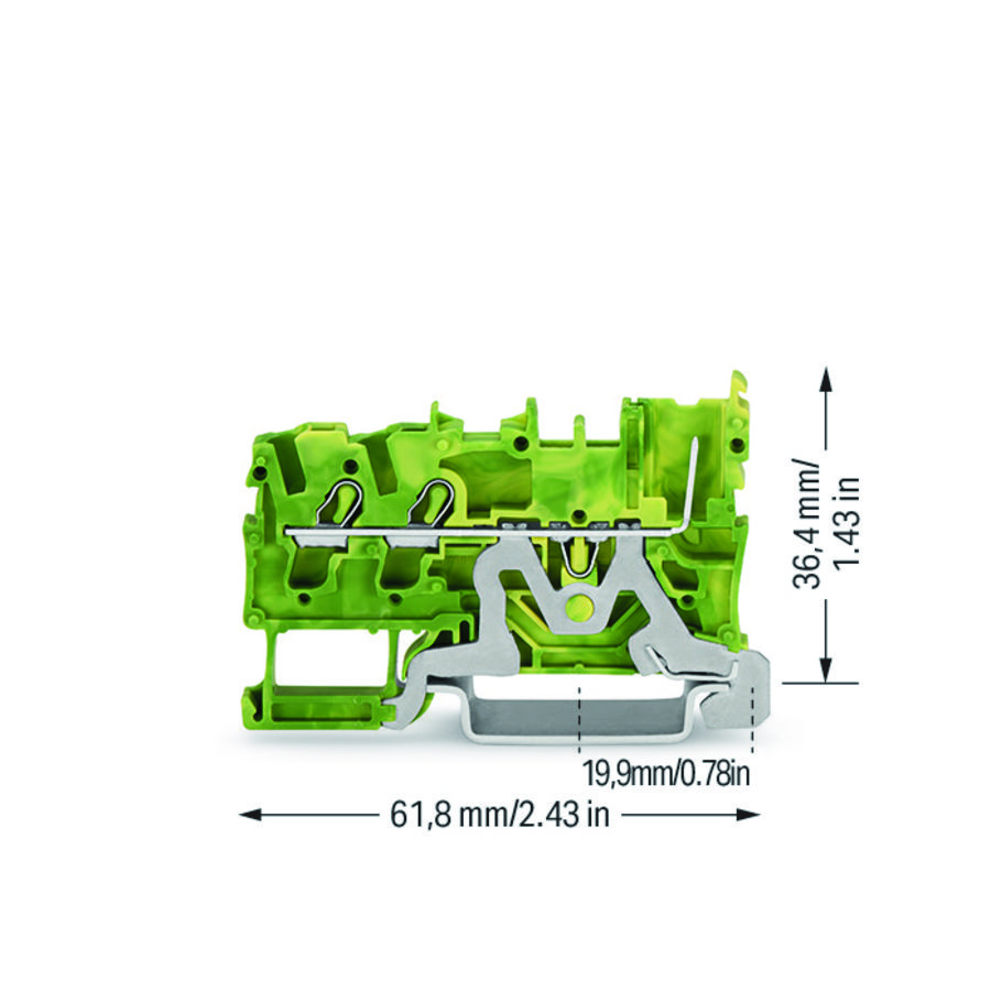 2-draads/1-pins PE-basisklem 2,5mm² voor Ex nA- VVE=100