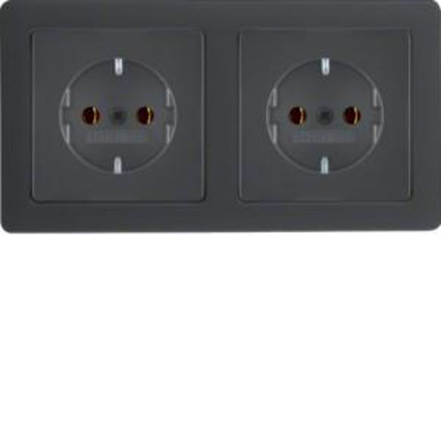 Wandcontactdoos RA 2-v afdekraam berker Q.1 antraciet