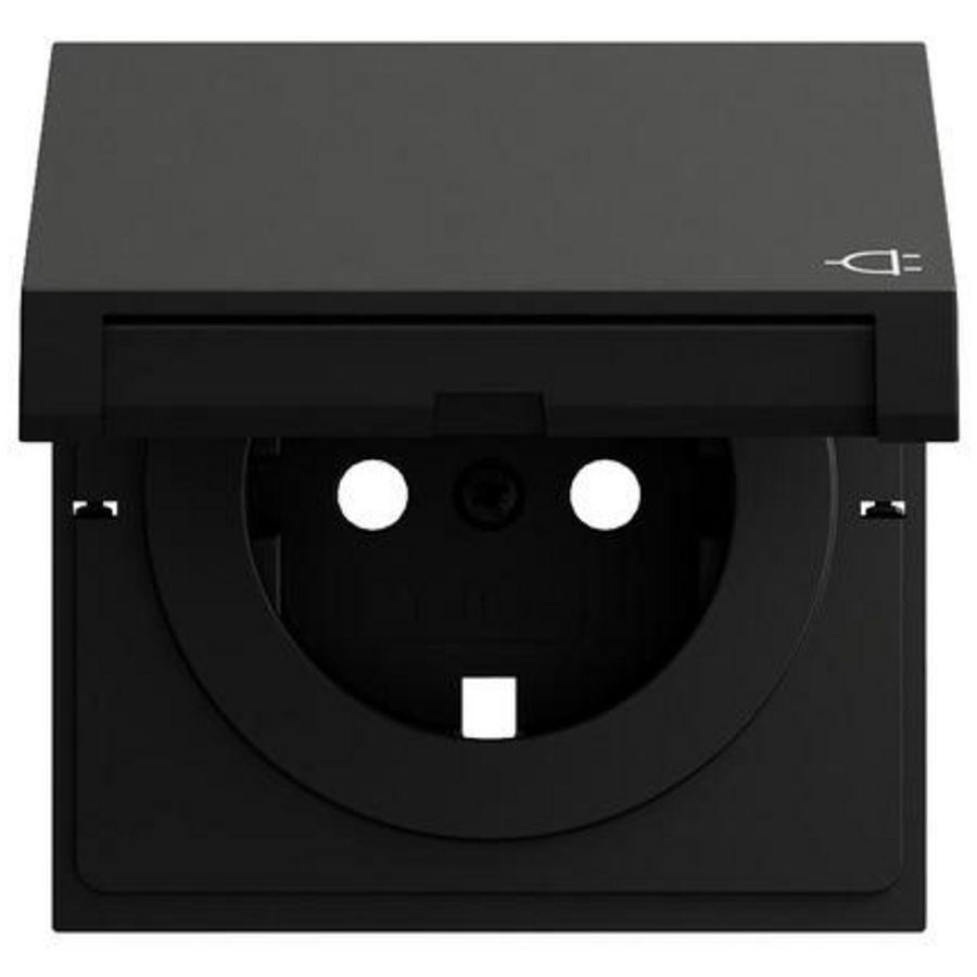 Res-onderdeel: afdekking wandcontactdoos met randaarde KD System 70 zwart m(gel.)
