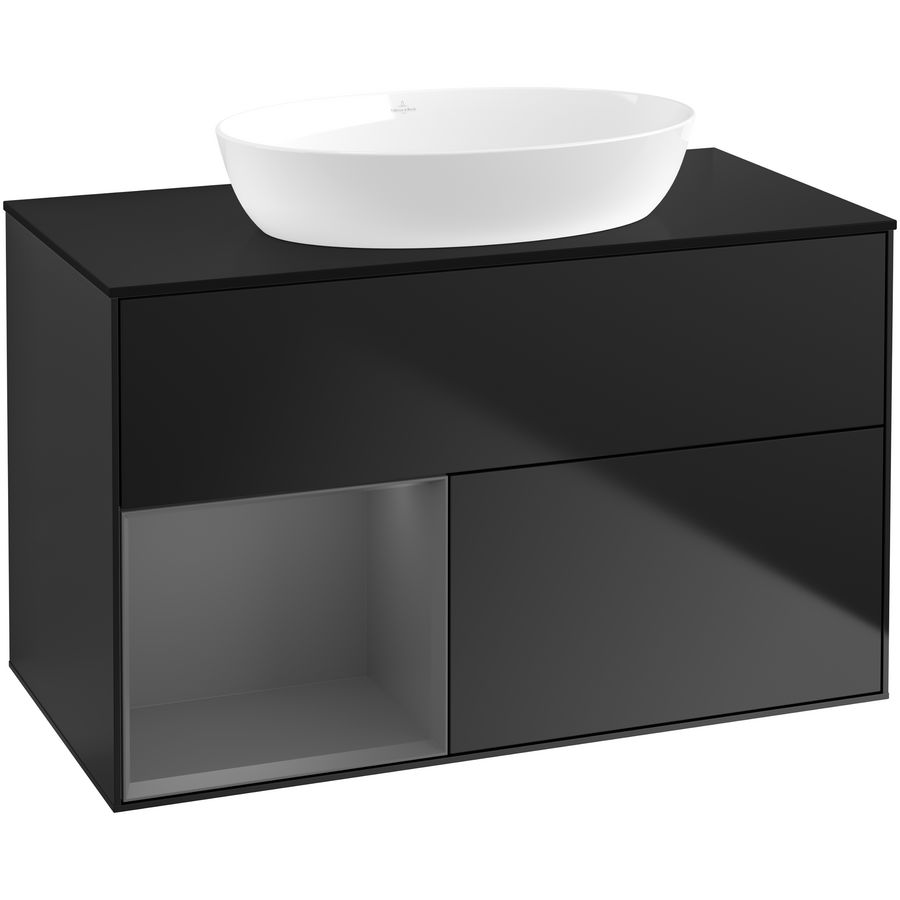 Wastafelonderkast Finion 1000x603x501mm Black Matt Lacquer GA12GKPD