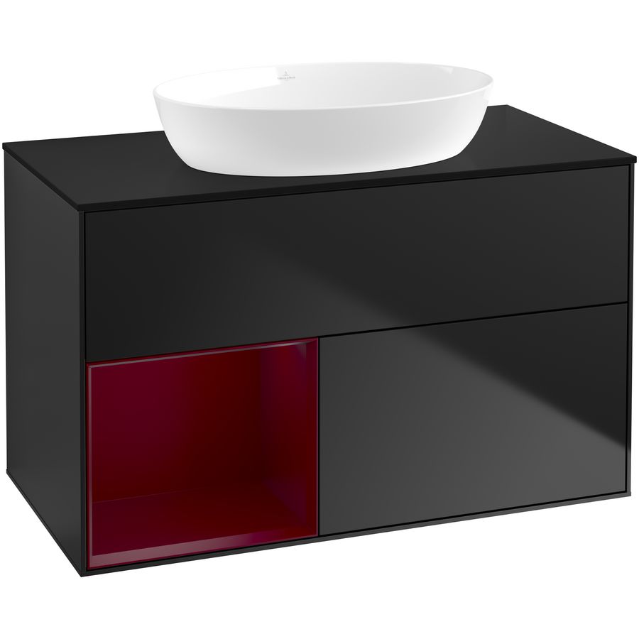 Wastafelonderkast Finion 1000x603x501mm Black Matt Lacquer GA12HBPD