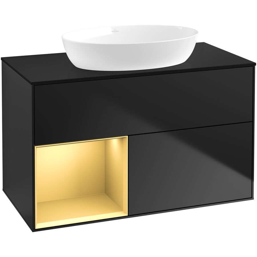 Wastafelonderkast Finion 1000x603x501mm Black Matt Lacquer GA12HFPD