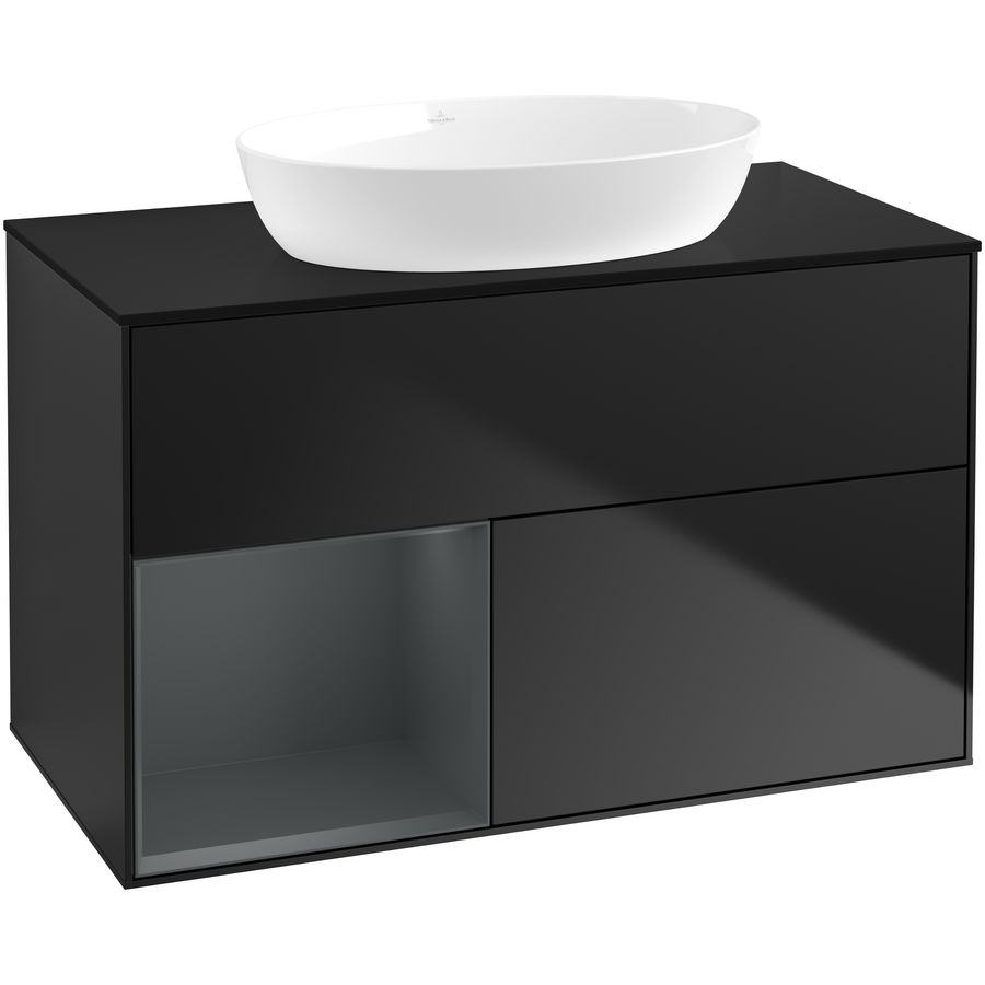 Wastafelonderkast Finion 1000x603x501mm Black Matt Lacquer GA12HGPD