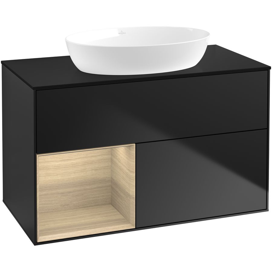 Wastafelonderkast Finion 1000x603x501mm Black Matt Lacquer GA12PCPD