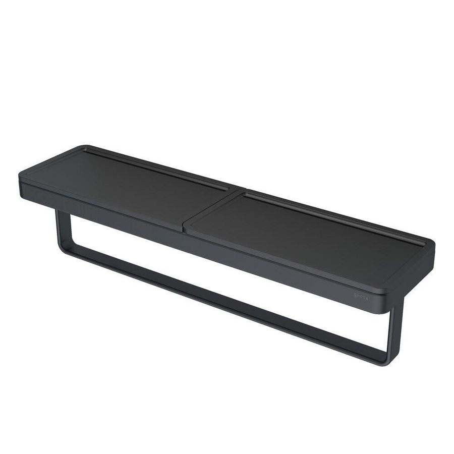 Handdoekhouder met planchet zwart 420mm FRAME FULL BLACK