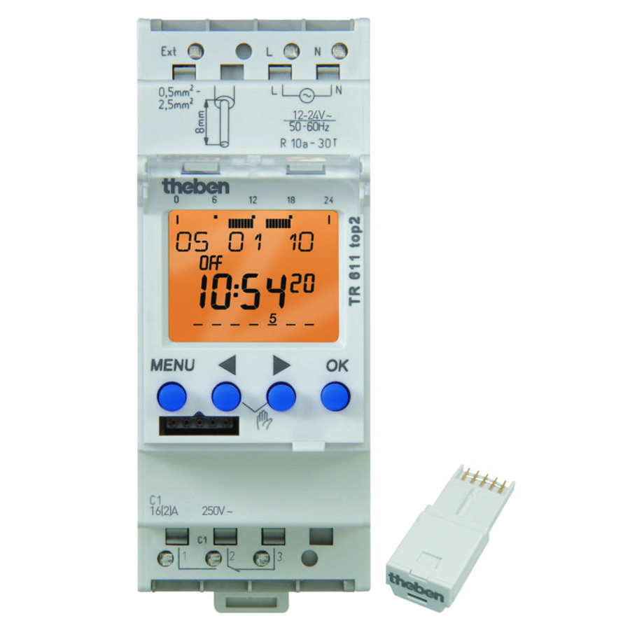 Schakelklok TR 611 top2 24V digi wk 1 kanaal ext.ingang impuls