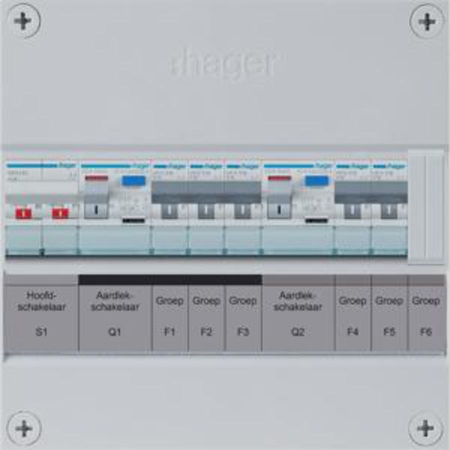 Groepenkast 5-groepver. HS 2xALS 30 mA 1F excl. buisinvoer