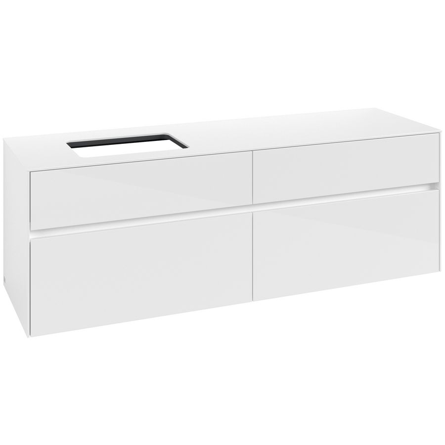 Wastafelonderkast Collaro 1600x548x500mm Glossy White C12100DH