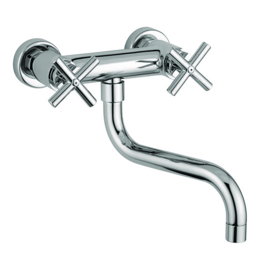 Keukenkraan QUATTTRO chroom HoH 150mm draaibare S-uitloop 180mm incl. S-koppelingen