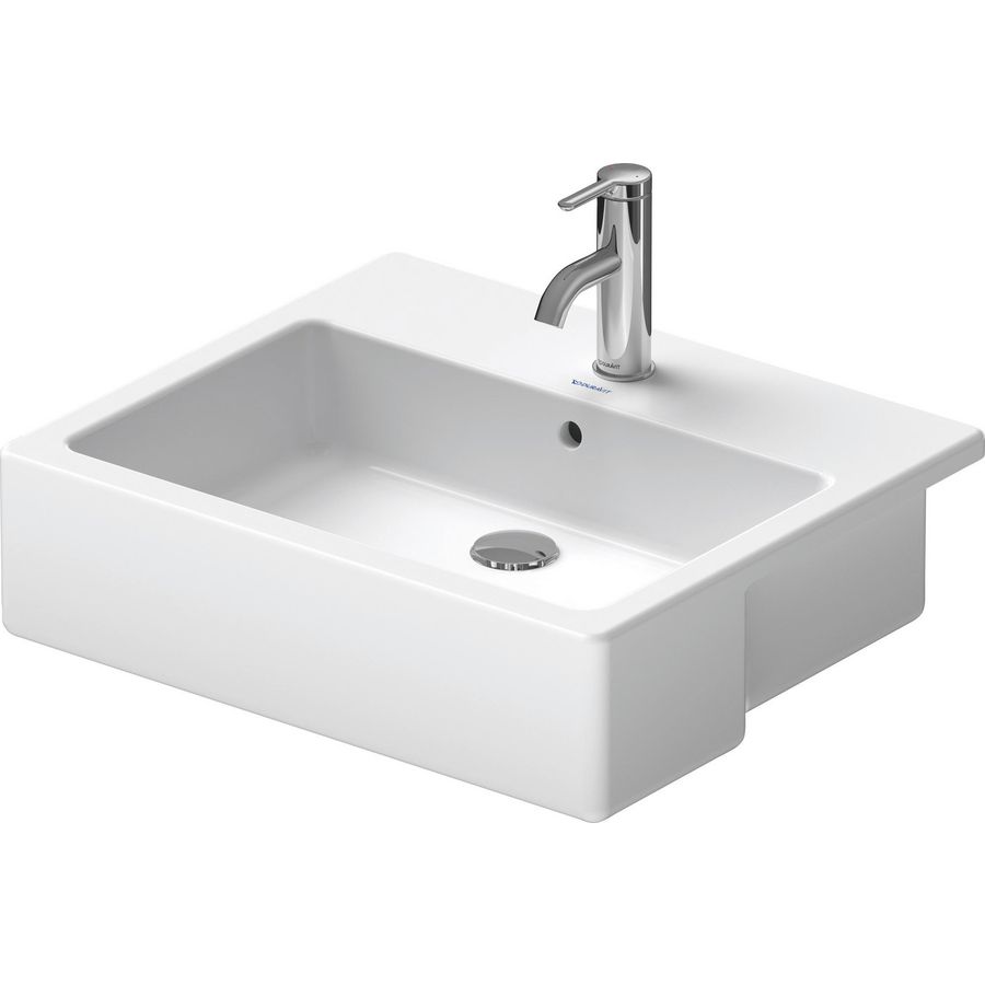 VERO #031455 halfinbouwwastafel 550mm wit met kraangat met overloop