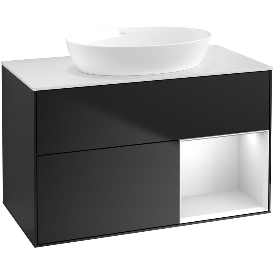 Wastafelonderkast Finion 1000x603x501mm Black Matt Lacquer GA21MTPD