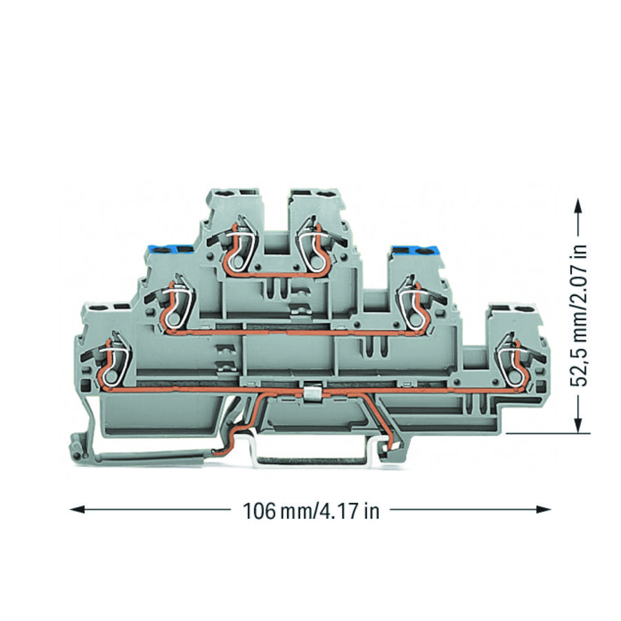 3-etageklem Afscherm-/rijg-/rijgklem 2,5mm² grijs VVE=50
