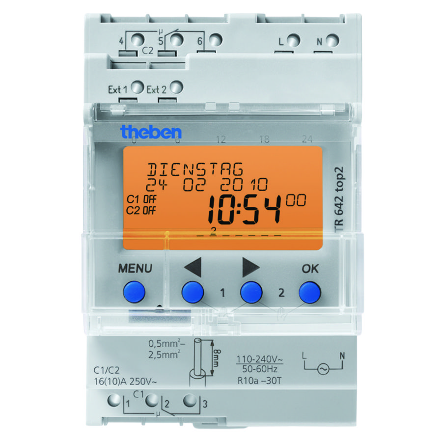 Schakelklok TR 642 top2 jaar/astroprogramma 2 kanaal 2 externe ingang