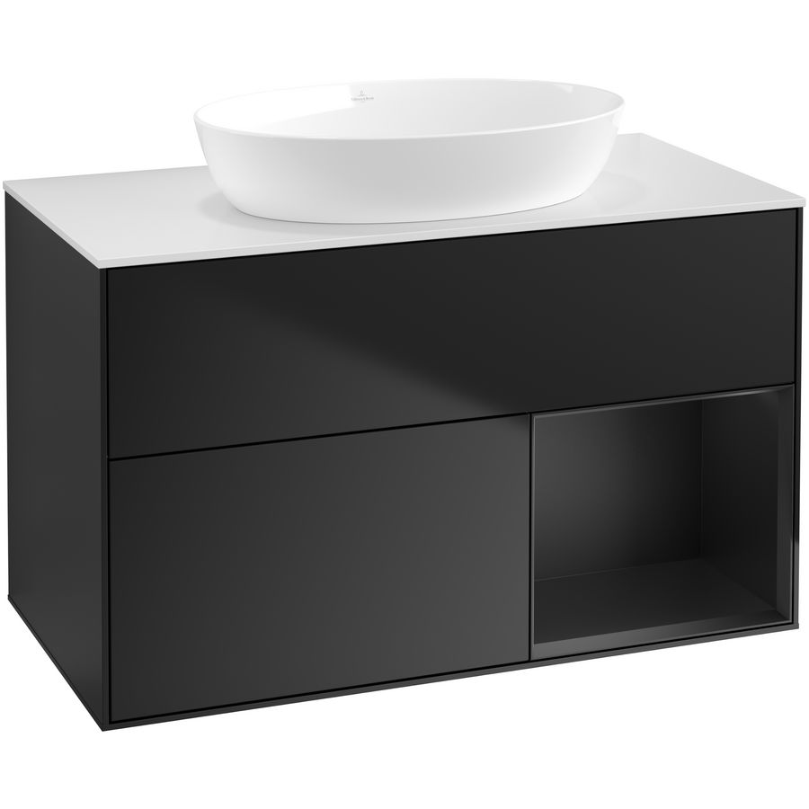 Wastafelonderkast Finion 1000x603x501mm Black Matt Lacquer GA21PDPD