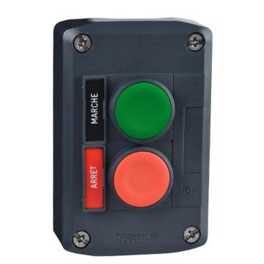 Drukknopkast 2 koppen Verzonken 22mm Groen/Harmony XAL-D
