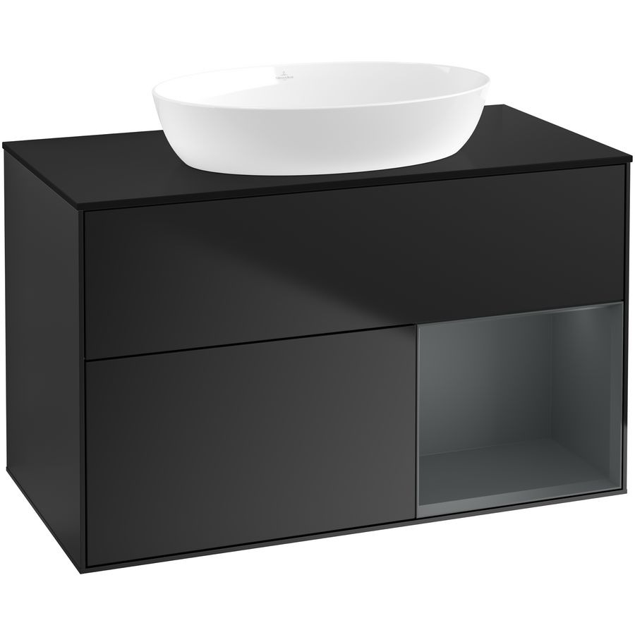 Wastafelonderkast Finion 1000x603x501mm Black Matt Lacquer GA22HGPD
