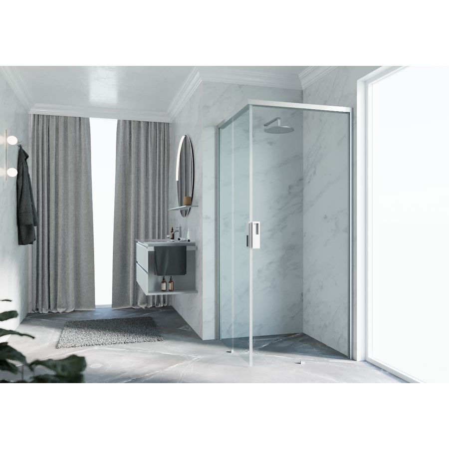 Hoekinstap (linker deel) OPERA A 1150-1170x2000mm helder glas profiel matchroom