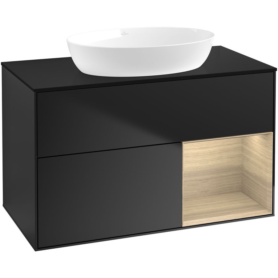 Wastafelonderkast Finion 1000x603x501mm Black Matt Lacquer GA22PCPD