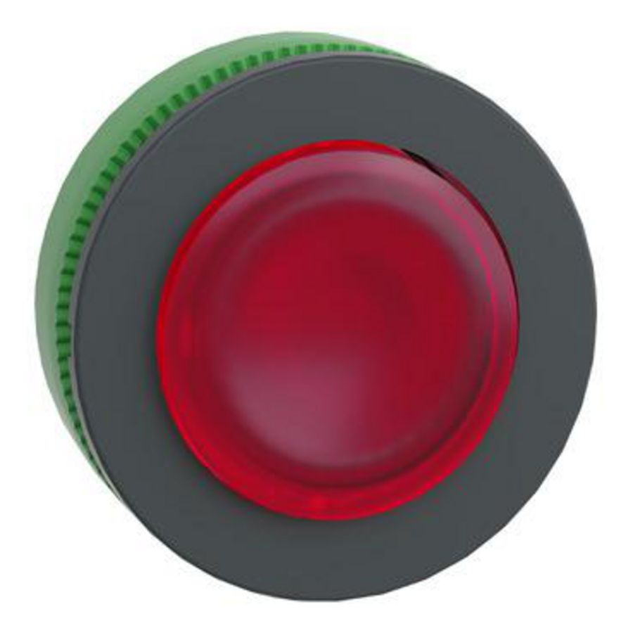 Flush mounted RED projecting illum pushbutton head integr.