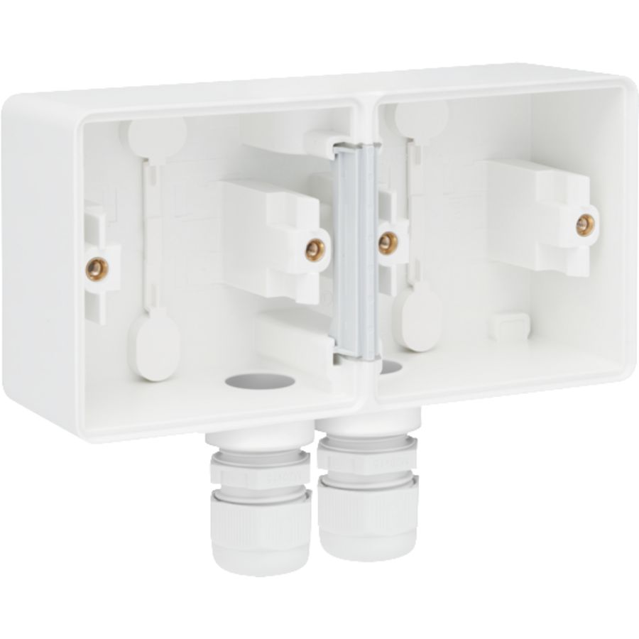 Spuitwaterdichte dubb. H opb.doos 1x2-voudig M20 grijs