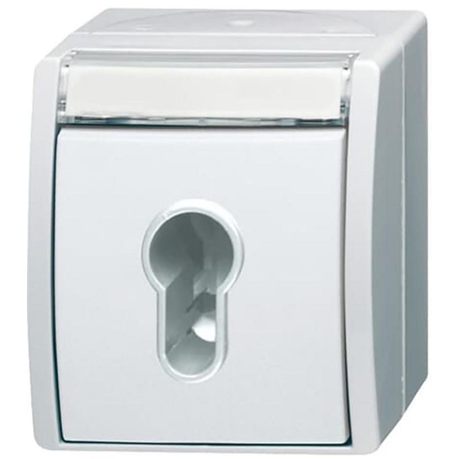 Opbouw sleutelsch draai 1p IP44 10AX 250V AC oceanalpinwit (2733 SLW-54)