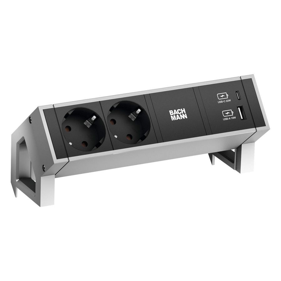 Desk 2 2x 230V RA + 1xUSB A/C chrgr 0,2m GST o.g. incl. klem