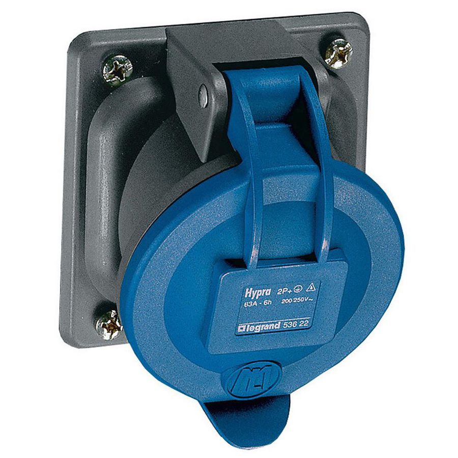 Inbouw Wandcontactdoos 230V 63A 3P IP44 kunstst. blauw Hypra