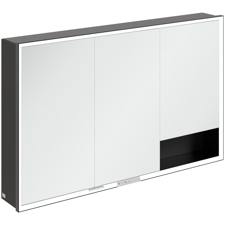 Opbouw Spiegelkast My View+ 1200x750x168mm Volcano Black