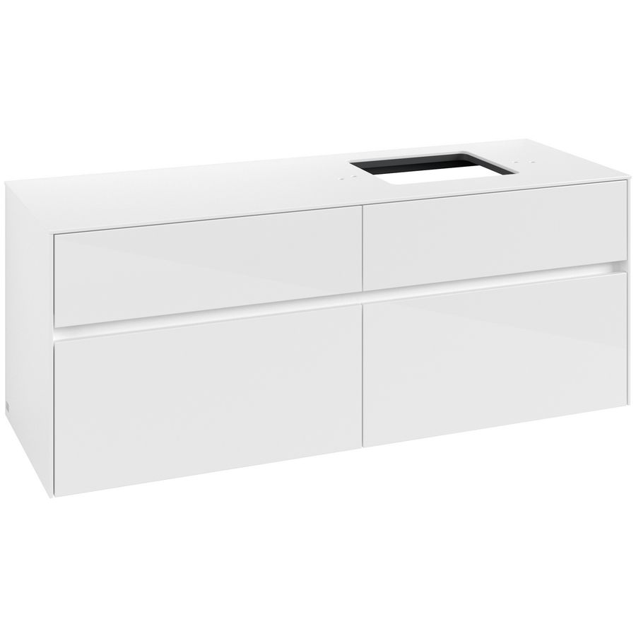 Wastafelonderkast Collaro 1400x548x500mm Glossy White C13300DH