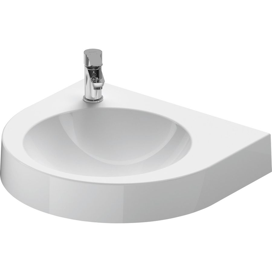 ARCHITEC #044958 wastafel 575mm wit zonder kraangat positie zeepdispenser: rechts (voorgestoken)