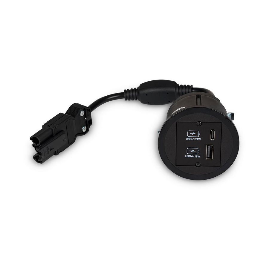 Pix 1x USB A/C chrgr 0,2m GST o.g. zwart en witte ring