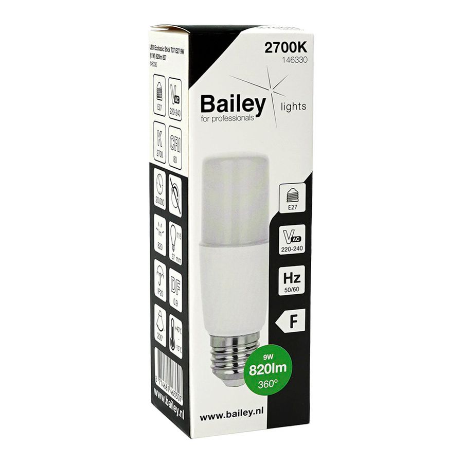 LED-lamp Compact Ecobasic T37 E27 9W 61W 820lm 827