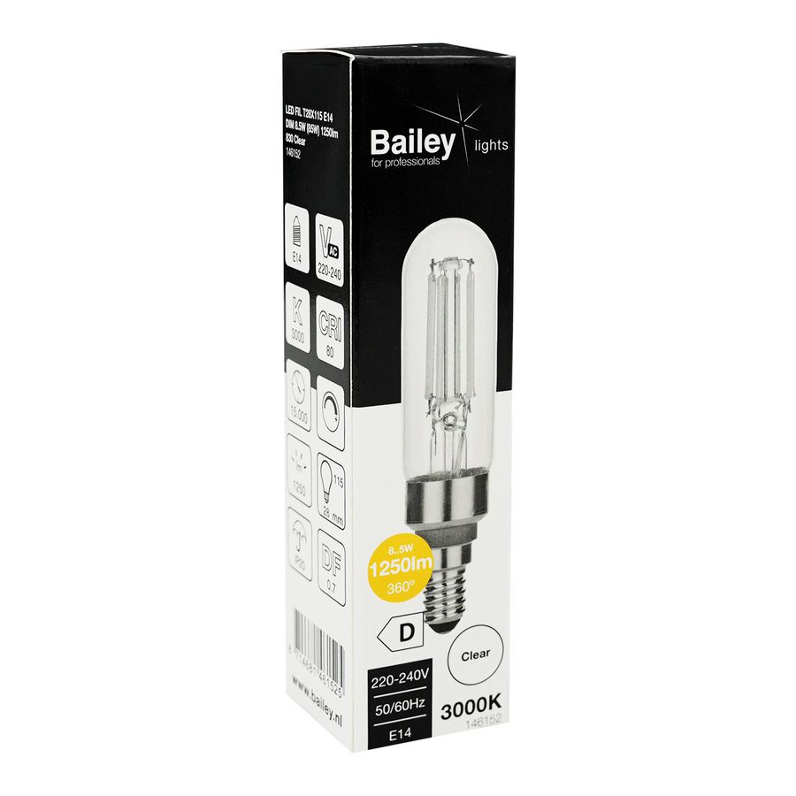 LED-lamp T28x115 FIL E14 DIM 8.5W 85W 1250lm 830 helder