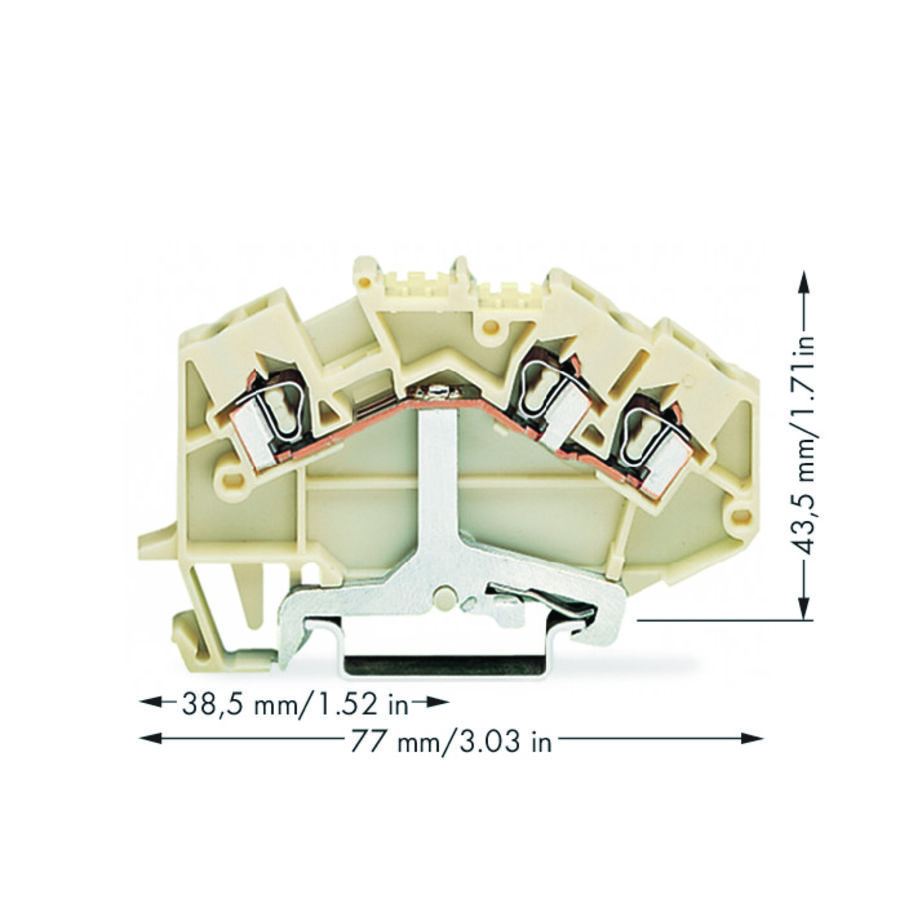 3-draads afschermklem 2,5mm² Markering in het midden VVE=50