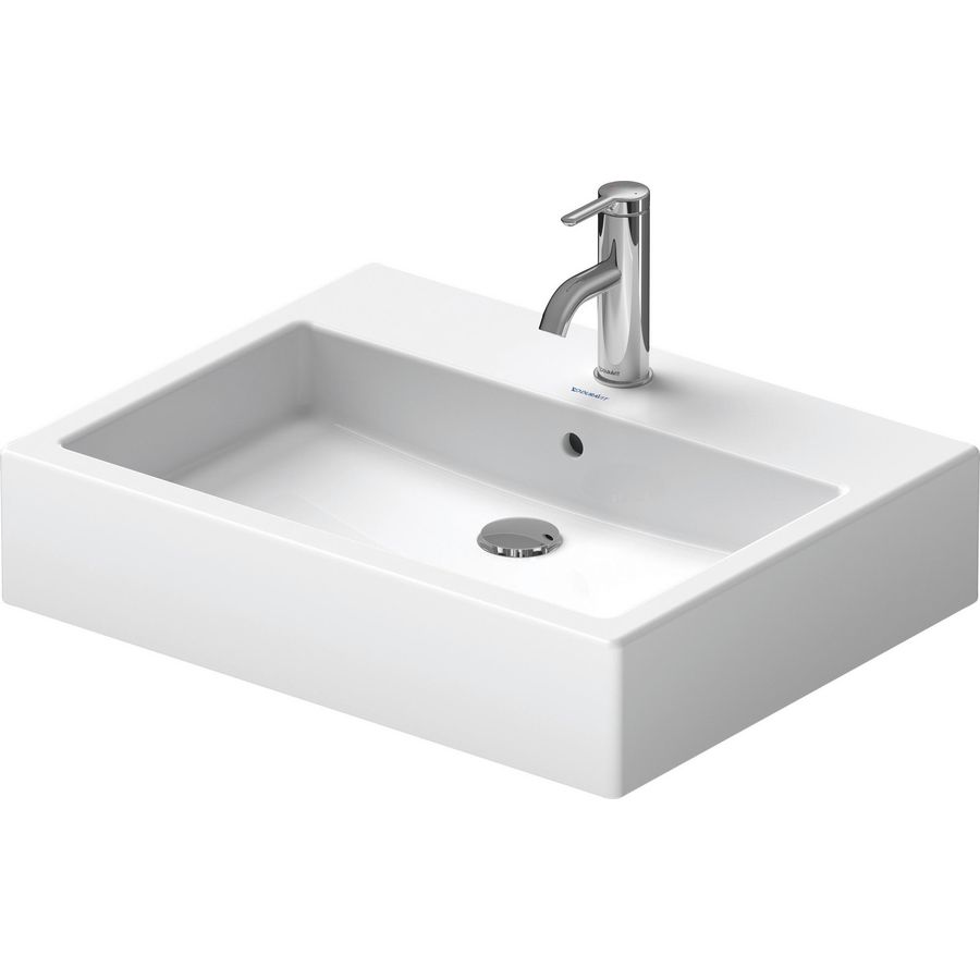VERO #045260 opzetwastafel 595mm wit met kraangat met overloop geslepen onderzijde