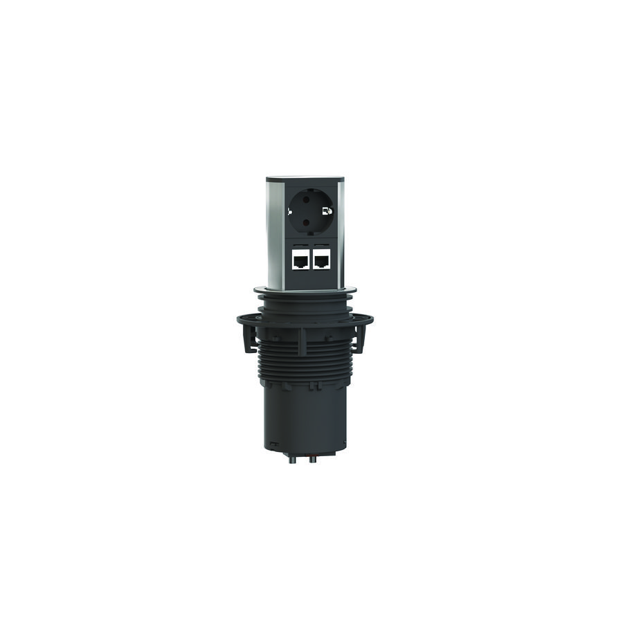 Elevator 1x 230V RA 2x Cat6U b/b 0,5m GST o.g. 2x 3m Cat6 p