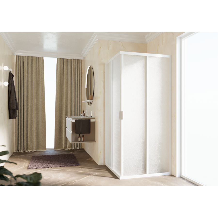 Deel hoekinstap (1 van 2 omkeerbaar) LUNES 2.0-A 1080-1110x1950mm niva profielkleur wit