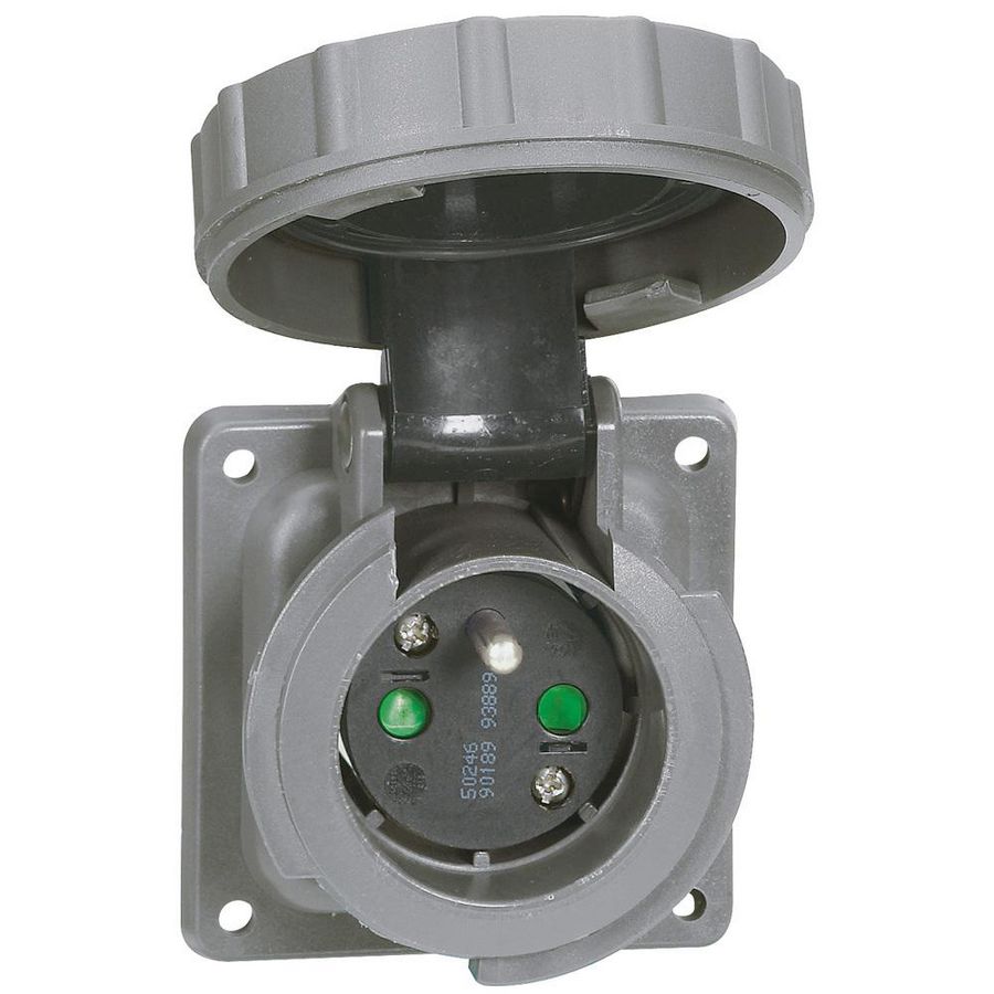Inbouw Wandcontactdoos RA 230V 16A 3P IP67 kunst.Zwart Hypra