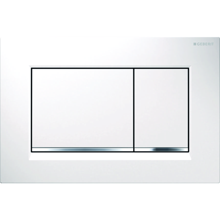 Bedieningsplaat 2-toets Sigma20 SQUARE (voorheen Sigma30) 2-toets plaat+toetsen: wit designstroken: glanschroom
